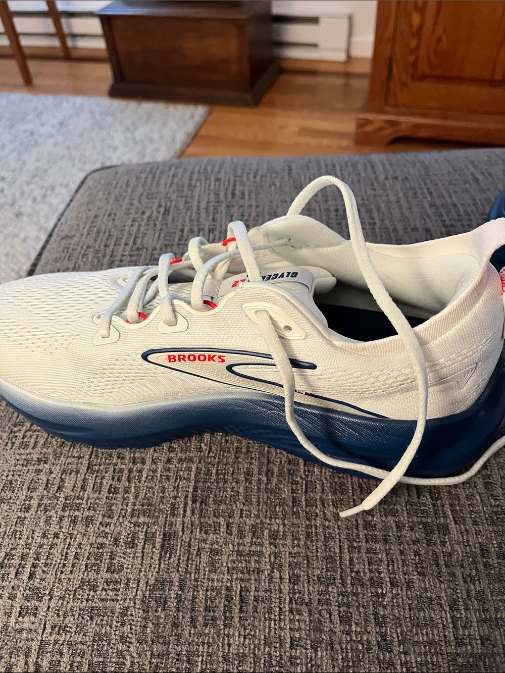 Brooks Glycerin 22 Gray/Navy Peony with Fiery Red Accents - Picture 7 of 16